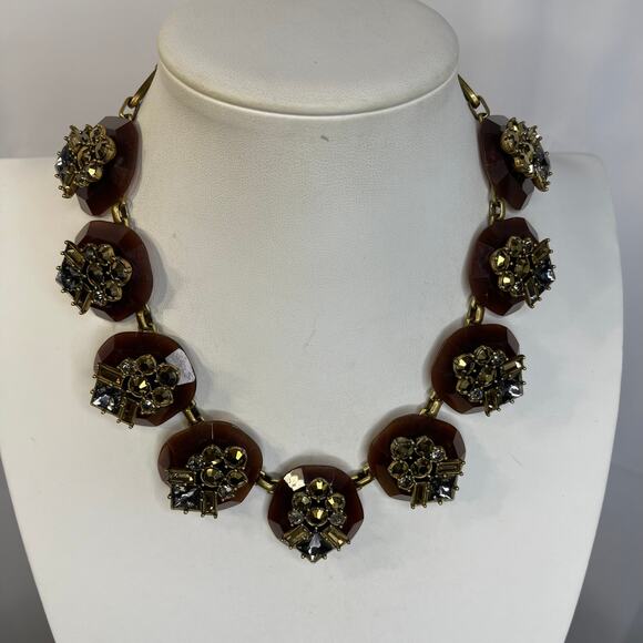 J.Crew J Crew statement necklace gold tone burnished signed costume jewelry - Picture 1 of 16